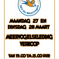 Kledingverkoop maandag 27 en dinsdag 28 maart van 19.00/21.00 uur