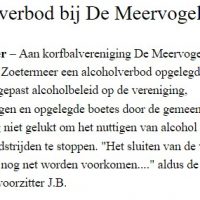 Alcoholverbod bij De Meervogels